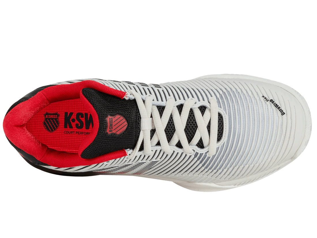 K-Swiss Shoes K-Swiss Men's Hypercourt Express 2 Wide Shoes (BRIGHT WHITE/STRETCH LIMO/HIGH RISK RED)