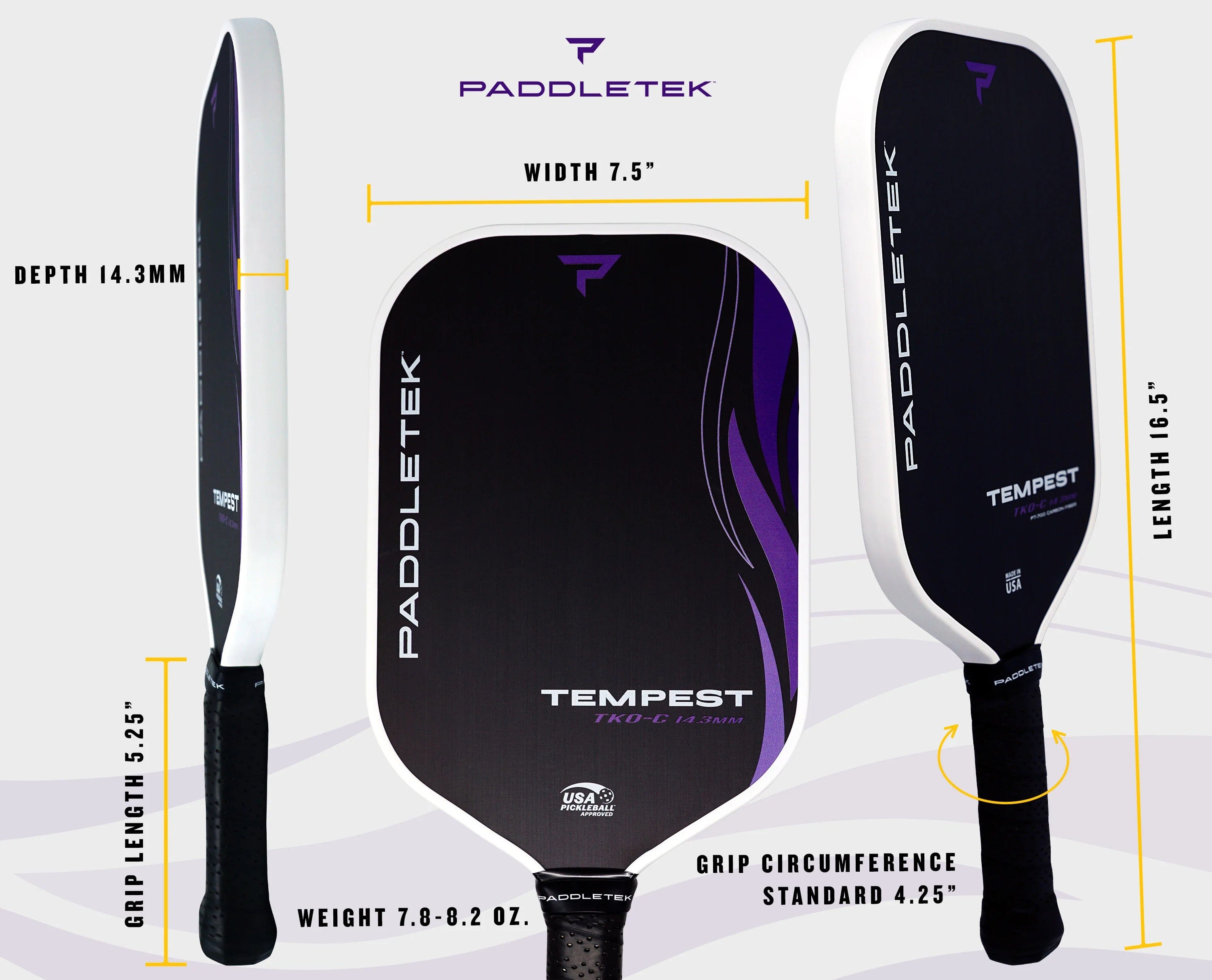 Paddletek Pickleball Paddles Paddletek Tempest TKO-C 14.3 Pickleball Paddle