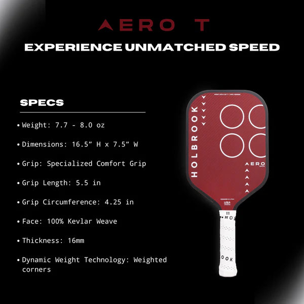 Holbrook Pro Aero Kevlar T 16mm Pickleball Paddle