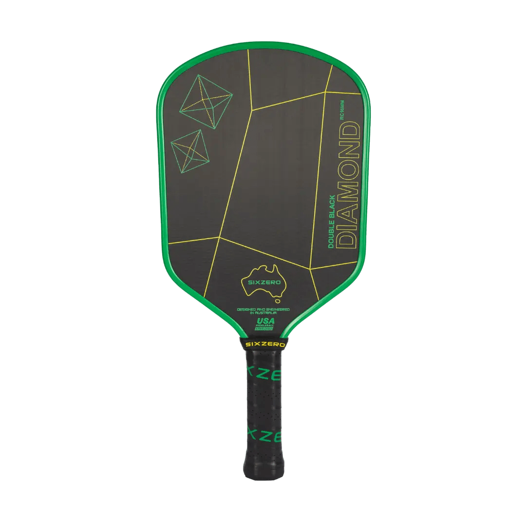 Six Zero Pickleball Paddles 16mm / Australian Green and Gold Six Zero Double Black Diamond Control